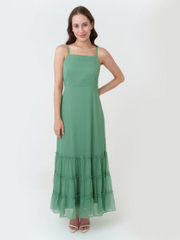 Zink London - Women Green Solid Maxi Dress