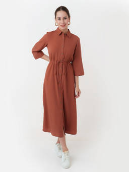 Zink London - Women Rust Solid Maxi Dress
