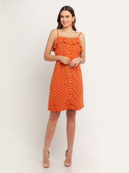 Zink London - Women Orange Polka Dots Mini Dress
