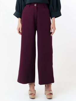 Zink London - Women Maroon Solid Trouser