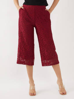 Zink London - Women Maroon Solid Culottes