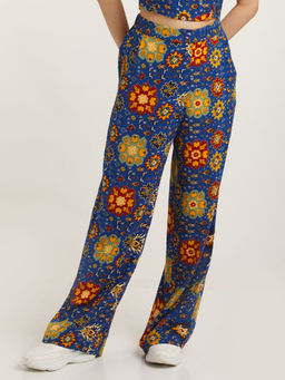 Zink London - Women Blue Printed Trouser