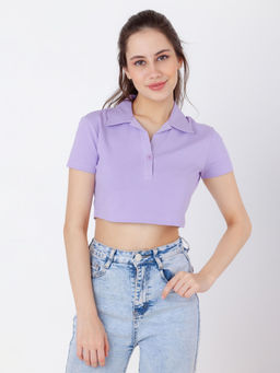 Zink London - Women Purple Solid T-Shirt