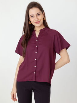 Zink London - Women Maroon Solid Top