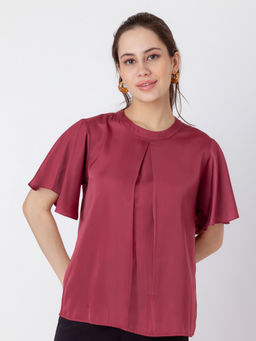 Zink London - Women Maroon Solid Top