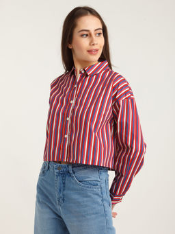 Zink London - Women Multi-Color Stripes Crop Top