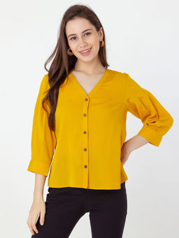 Zink London - Women Mustard Solid Top