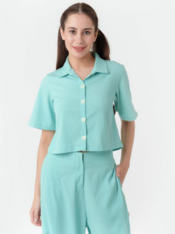 Zink London - Women Turquoise Solid Top