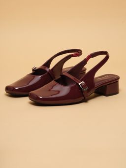 ERIDANI - Angelaa Cherry Slingback Closed Toe Sandals Heels