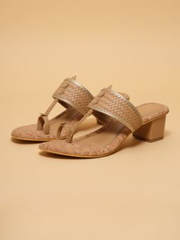ERIDANI - Arzu Beige Kolhapuri Sandals Heels