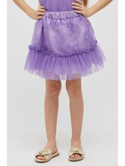 One Friday - Purple Solid with Sequence Emb Skirt