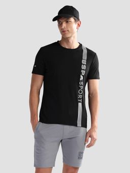 U.S. POLO ASSN. - Active Typography Black Half Sleeves Crew Neck T-Shirt