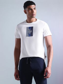 U.S. POLO ASSN. - Active Solid White Half Sleeves Round Neck T-Shirt