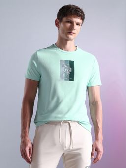 U.S. POLO ASSN. - Active Solid Green Half Sleeves Round Neck T-Shirt