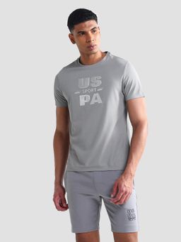 U.S. POLO ASSN. - Active Solid Grey Half Sleeves Round Neck T-Shirt