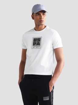 U.S. POLO ASSN. - Active Solid White Half Sleeves Round Neck T-Shirt