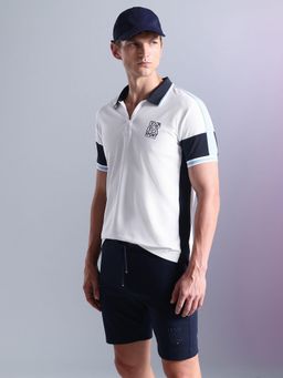 U.S. POLO ASSN. - Active Colorblock White Half Sleeves Collar Neck Polo T-Shirt