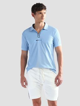 U.S. POLO ASSN. - Active Solid Blue Half Sleeves Collar Neck Polo T-Shirt