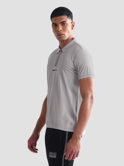 U.S. POLO ASSN. - Active Solid Grey Half Sleeves Collar Neck Polo T-Shirt