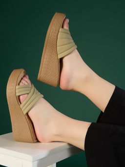Inc.5 - Women Green Party Wear Round Toe Wedge Heel Sandals
