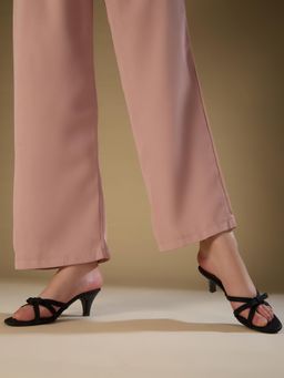 Inc.5 - Women Black Party Wear Round Toe Kitten Heel Sandals