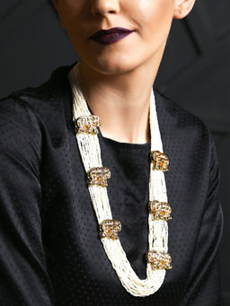 Odette - Long White Pearl Elephant Chain