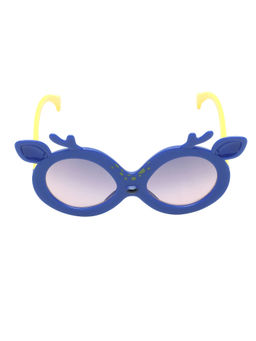 Spiky - Blue Frame Grey Lens Oversized UV Protection Sunglass 1535_BLU_YLW