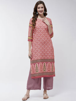 Pannkh - Pink Women'S Jaipur Haat Placement All-Over Kurta