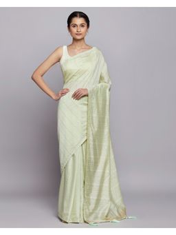 Navyasa By Liva - Grey Lite Embroidered Sequin Saree with Unstitched Blouse
