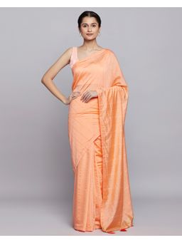 Navyasa By Liva - Orange Lite Embroidered Sequin Saree with Unstitched Blouse