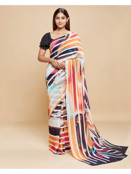 Navyasa By Liva - Multi Organza Geometric Print Saree with Unstitched Blouse