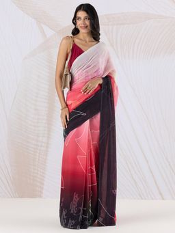 Navyasa By Liva - Pink Georgette Digital Print Saree with Unstitched Blouse