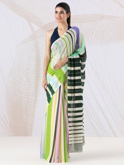Navyasa By Liva - Multi-Color Georgette Digital Print Saree with Unstitched Blouse