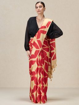 Navyasa By Liva - Multi-Color Satin Digital Print Saree with Unstitched Blouse