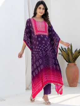 Chhabra 555 - Purple Printed Kaftan and Pant (Set of 2)