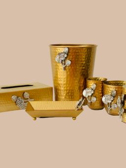 CasaGold - Modern Antique Bath Floral 6 Pcs Bathroom Accessories Set