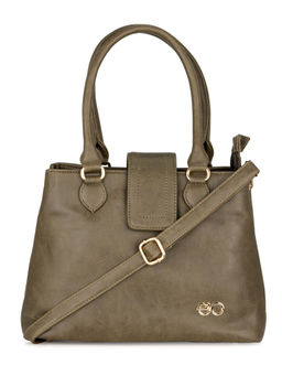 E2O - Classy Green Solid Detailing Satchel For Women