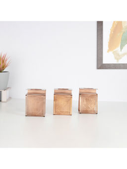 HomeTown - Allure Iron Modern Tealight Holder In Brown (Set of 3)