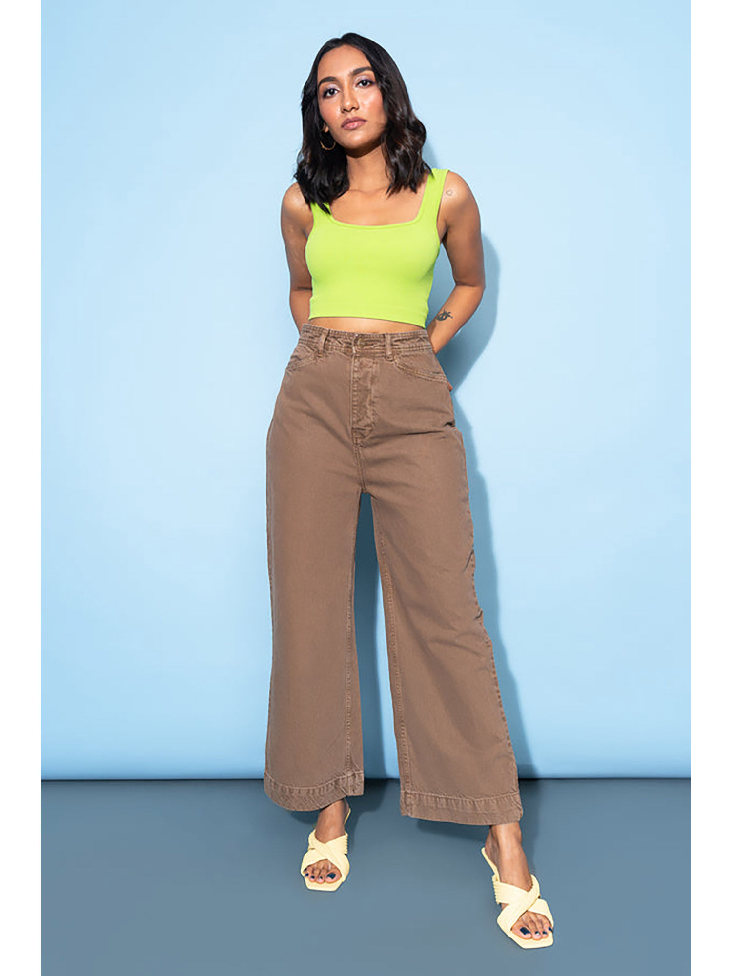 FREAKINS Brown Straight Jeans 