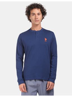 U.S. POLO ASSN. - Men Medium Blue I655 Comfort Fit Solid Cotton T-Shirt