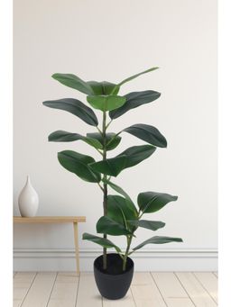 Home Bloom - Artificial Rubber Plant for Indoor & Outdoor with Pot