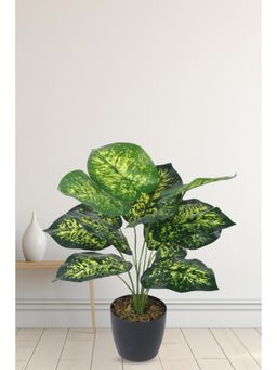 Home Bloom - Artificial PVC Dieffenbachia Big Leaves Plants for Indoor Outdoor with Pot
