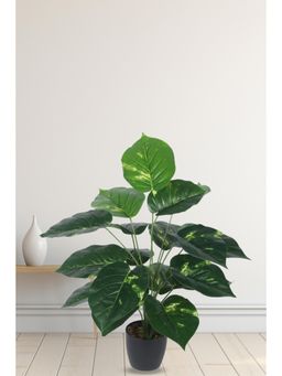 Home Bloom - Artificial PVC Pothos Big Leaves Plants for Home with Pot 18 Leaves