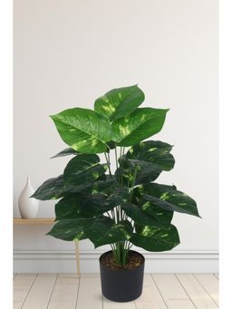 Home Bloom - Artificial PVC Pothos Big Leaves Plants for Home with Pot 24 Leaves