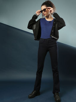 PINACOLADA - Navy Blue Women Striped Stylish Casual Tops