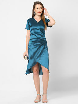 MISH - Teal Wrap Knee Length Dress