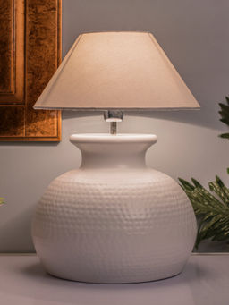 Homesake - White Hammered Pitcher Table Lamp White Cone