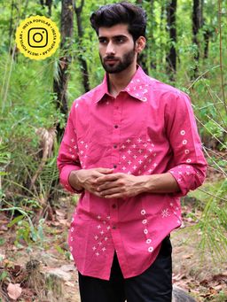 Chidiyaa - Pink Block Printed Cotton Shirt