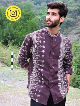 Chidiyaa - Brown Block Printed Cotton Shirt