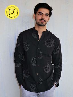 Chidiyaa - Black Moon Block Printed Mens Shirt